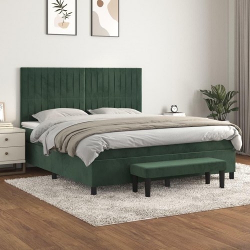 Kontinentalseng med madras 160×200 cm i fløjl - mørkegrøn