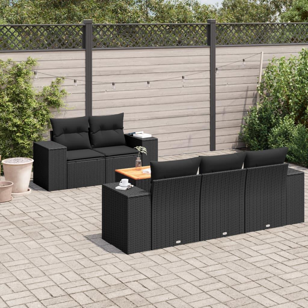 Sofasæt Til Haven 6 Dele Med Hynder Polyrattan - Sort