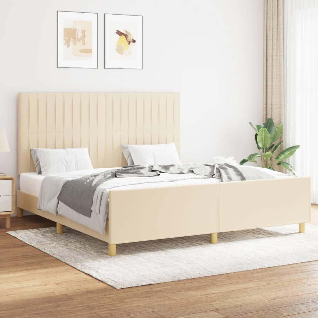 Sengeramme Uden Madras Stof Farvet Creme - Lodrette striber / 160 x 200 cm