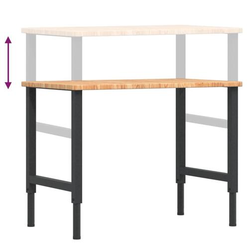 Arbejdsbænk 100x60x(71,5-98) cm massivt egetræ rektangulær
