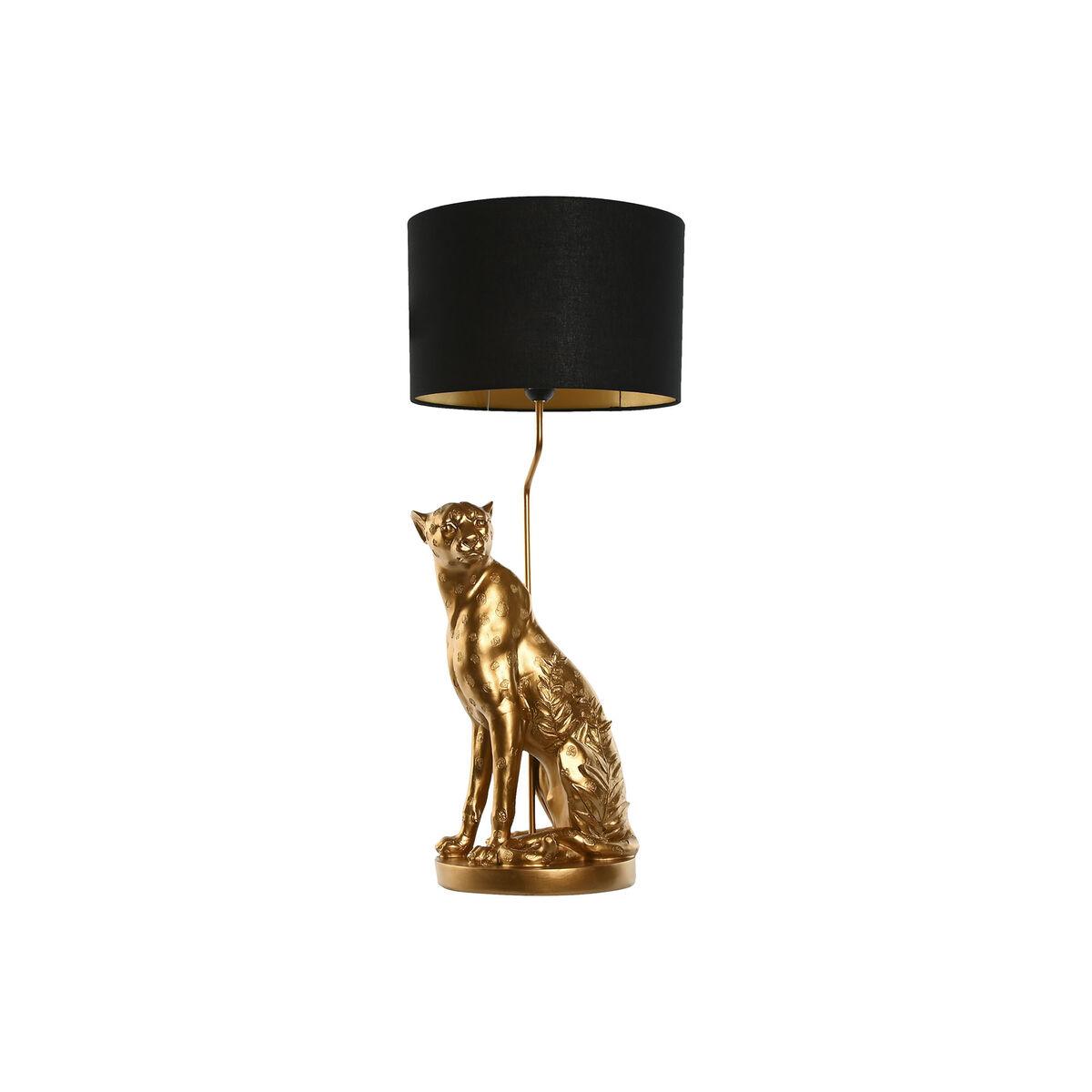 Bordlampe - sort/skinnende gylden, leopard, 33 × 33 × 78,5 cm