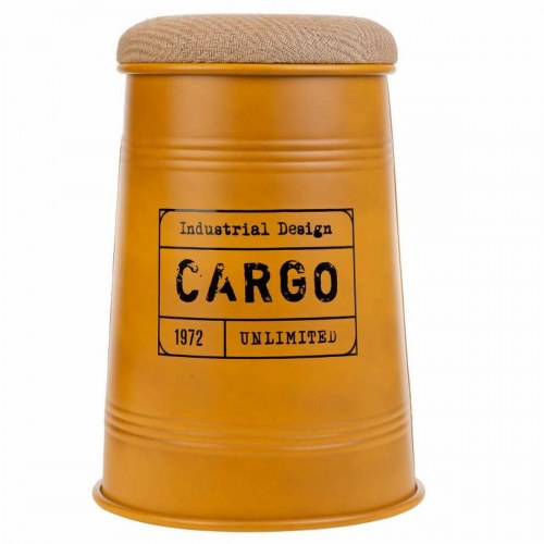 Taburet Alexandra House Living Orange Sækkelærred Metal Svamp Træ MDF 47 x 27 x 33 cm