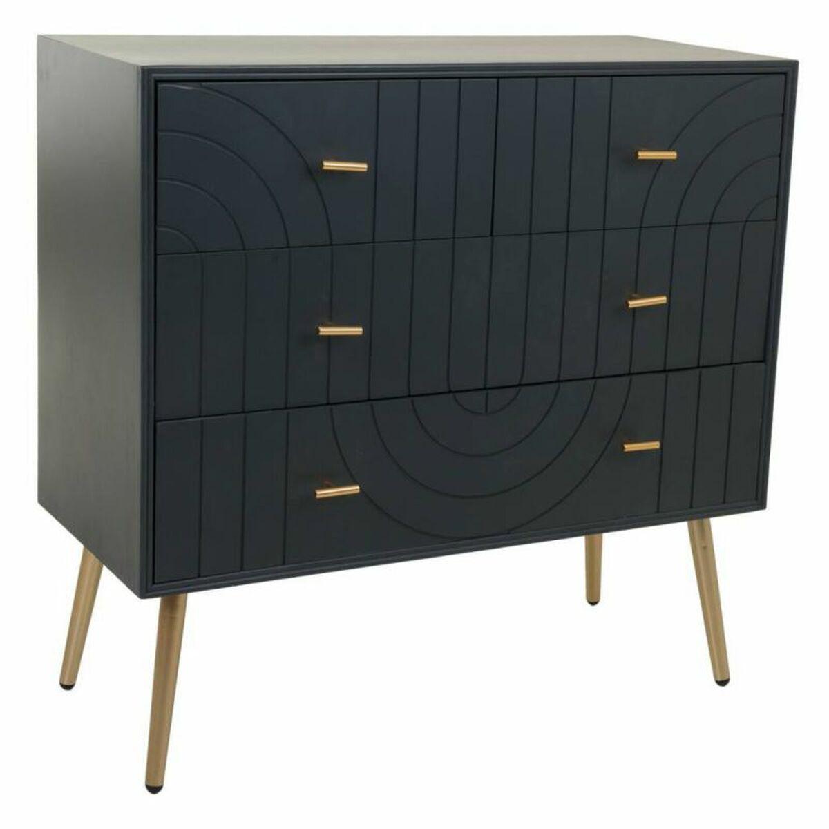 Kommode Alexandra House Living Gylden Mørkegrå Træ Mdf 78 X 37 X 80 Cm