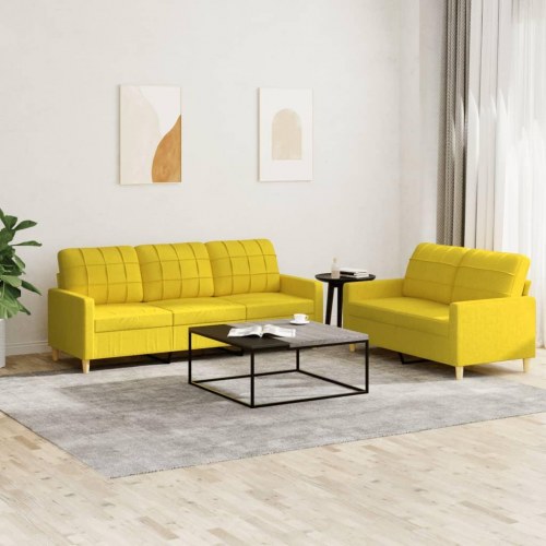 Sofasæt i stof - 2- og 3-personers med hynder, lysegul
