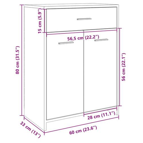 Badeværelsesskab 60x33x80 cm konstrueret træ sonoma-eg