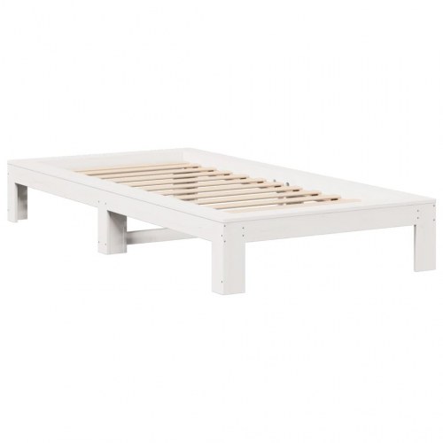 Sengeramme 100x200 cm i massivt fyrretræ - hvid