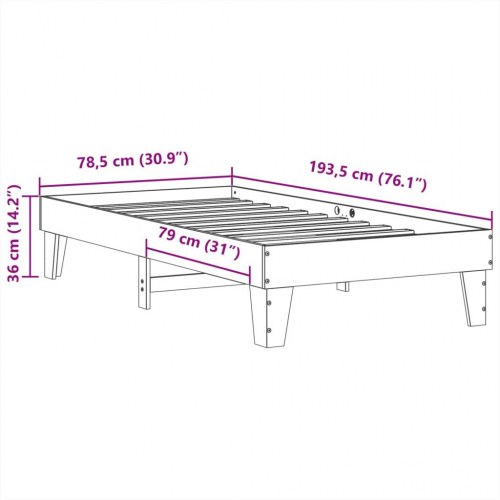 Sengeramme 75x190 cm i massivt fyrretræ - hvid
