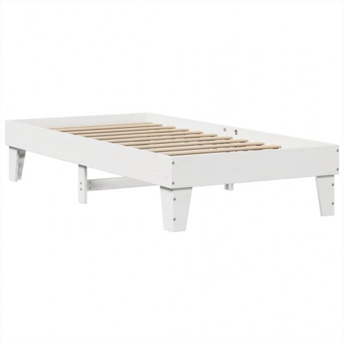 Sengeramme 90 x 190 cm i massivt fyrretræ - hvid