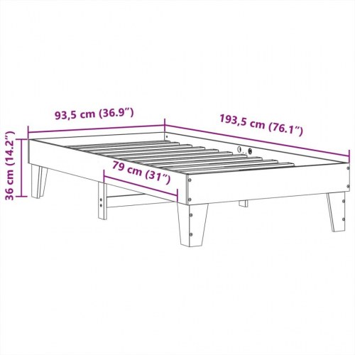 Sengeramme 90 x 190 cm i massivt fyrretræ - hvid