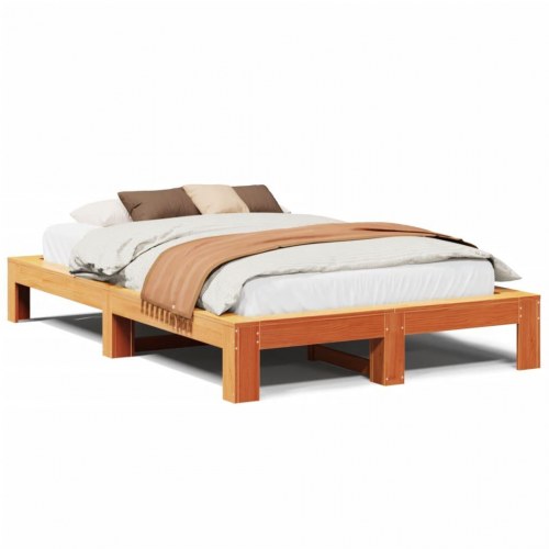 Sengeramme i massivt fyrretræ 135 x 190 cm - gyldenbrun