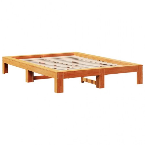 Sengeramme i massivt fyrretræ 135 x 190 cm - gyldenbrun