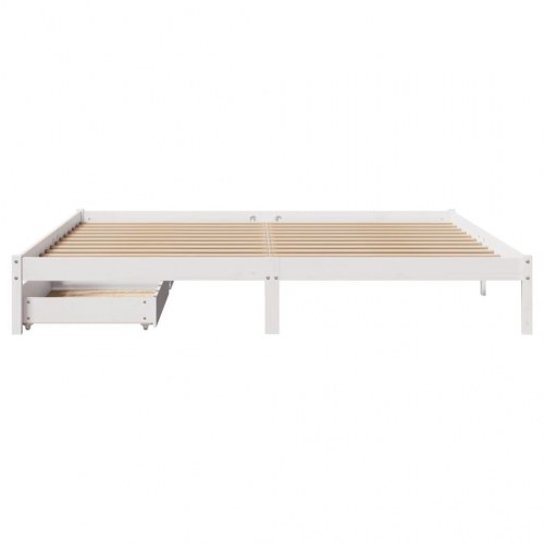 Sengeramme 200 x 200 cm med 2 skuffer - hvid