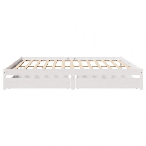 Sengeramme 200 x 200 cm med 2 skuffer - hvid