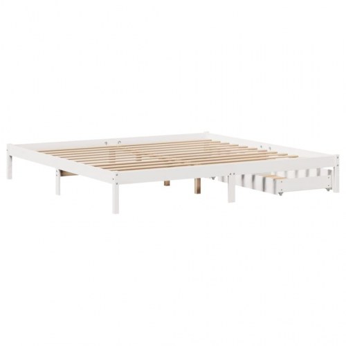 Sengeramme 200 x 200 cm med 2 skuffer - hvid