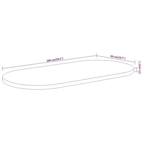 Bordplade 100x50x2,5 cm oval massivt akacietræ