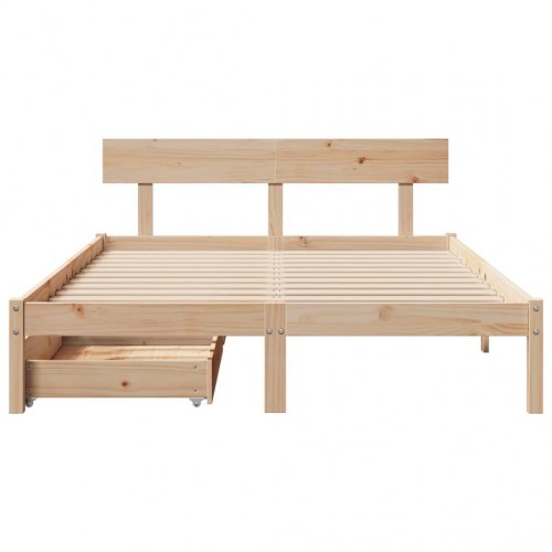 Sengeramme med skuffer 150x200 cm - massivt fyrretræ, lamelbund