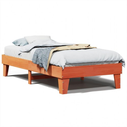 Sengeramme uden madras 90x190 cm massivt fyrretræ gyldenbrun