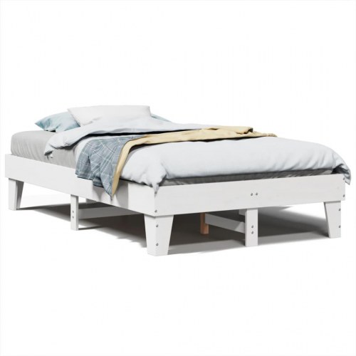 Sengeramme uden madras 135 x 190 cm i massivt fyrretræ - hvid