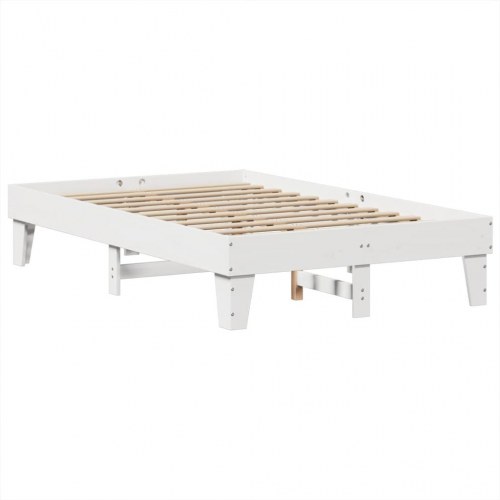 Sengeramme uden madras 135 x 190 cm i massivt fyrretræ - hvid