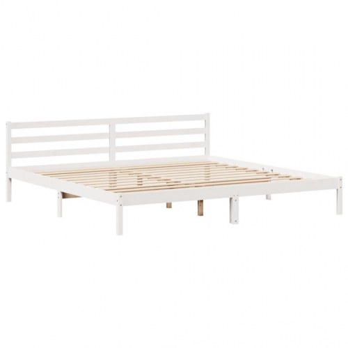 Sengeramme med 2 skuffer og lamelbund 200 x 200 cm - hvid