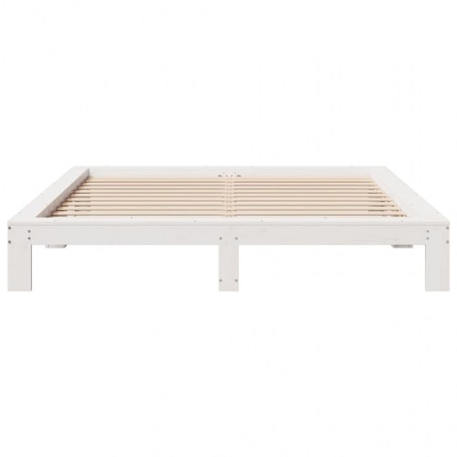 Sengeramme 200 x 200 cm i massivt fyrretræ - hvid