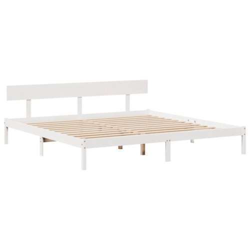 Sengeramme i massivt fyrretræ 180 x 200 cm med 2 skuffer - hvid