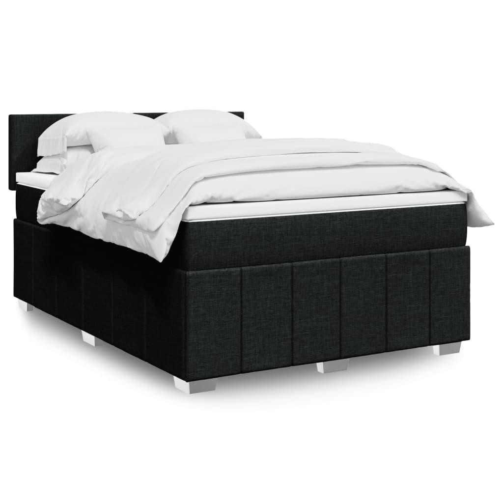 Kontinentalseng med madras og topmadras 140x190 cm - sort stof