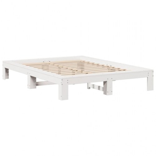 Sengeramme i massivt fyrretræ 135 x 190 cm - hvid