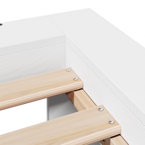 Sengeramme med lamelbund 150 x 200 cm i massivt fyrretræ - hvid