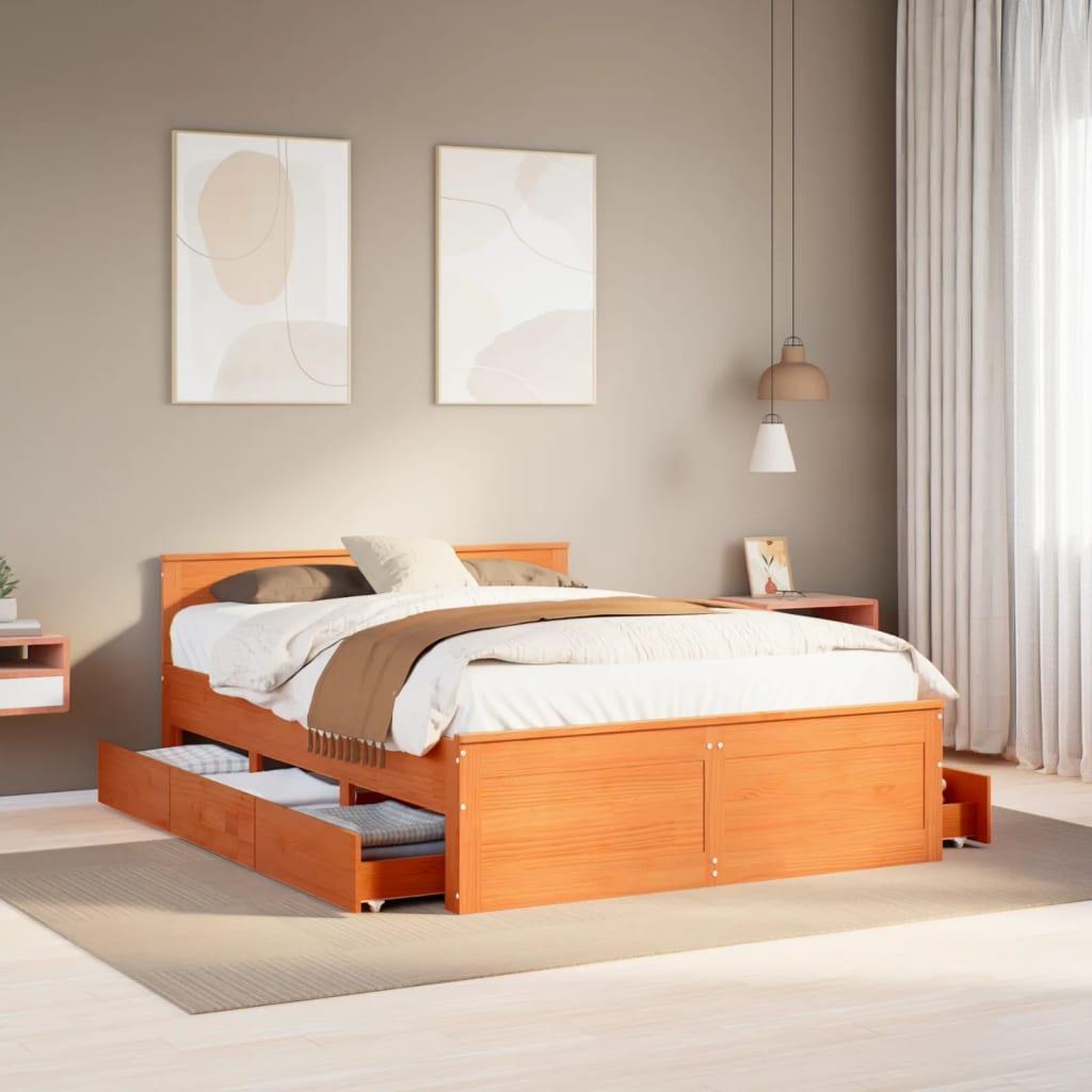 Sengeramme Sengegavl 160x200 Uden Madras Massivt Fyr Brun