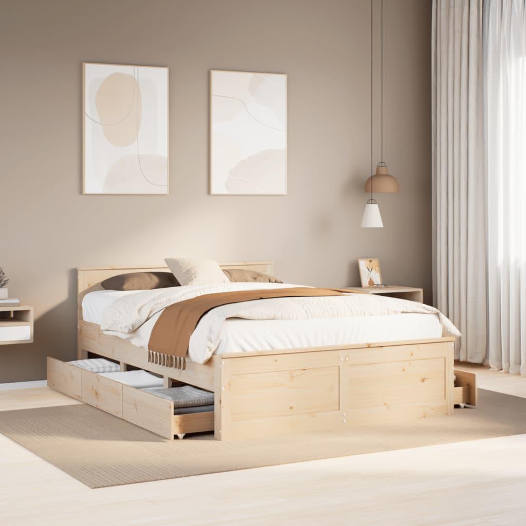 Sengeramme M. Sengegavl 140x190 Cm Uden Madras Massivt Fyrretræ