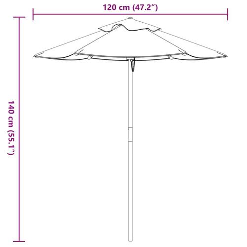 Parasol med træstang Ø120x140 cm ti børn