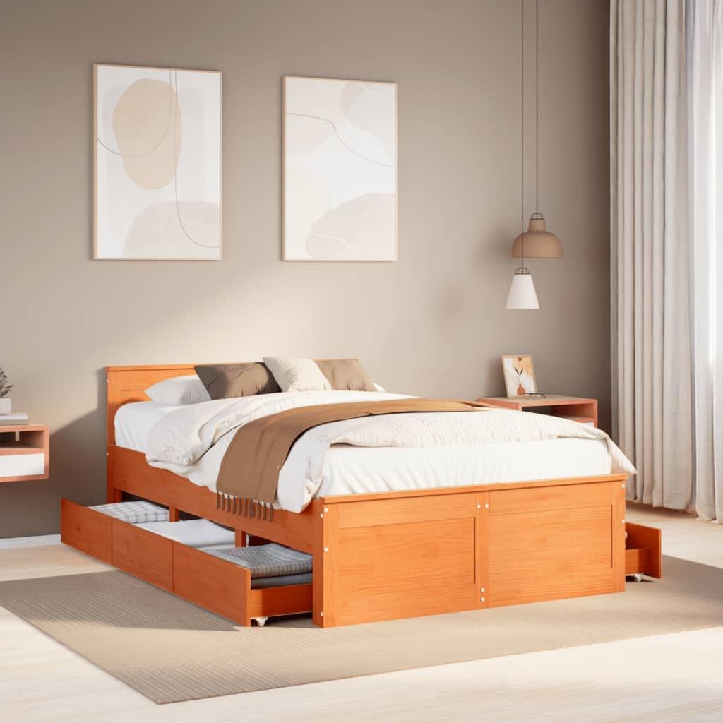 Sengeramme Sengegavl 135x190 Uden Madras Massivt Fyr Brun