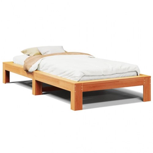 Sengeramme uden madras 100 x 200 cm i massivt fyrretræ - gyldenbrun