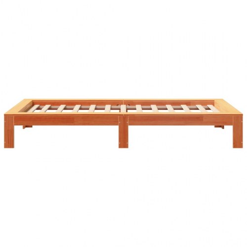 Sengeramme uden madras 100 x 200 cm i massivt fyrretræ - gyldenbrun