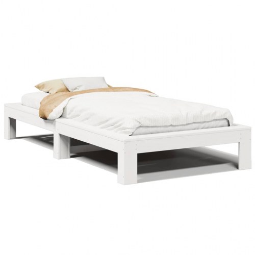 Sengeramme 90x200 cm i massivt fyrretræ - hvid