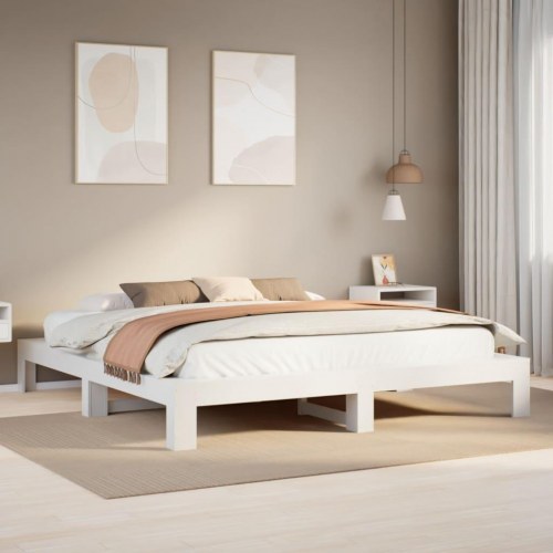 Sengeramme 180 x 200 cm i massivt fyrretræ - hvid