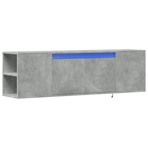 Væghængt tv-bord med LED-lys 135x31x39,5 cm betongrå