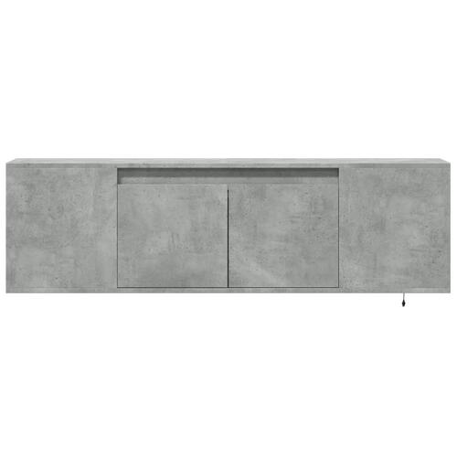Væghængt tv-bord med LED-lys 135x31x39,5 cm betongrå