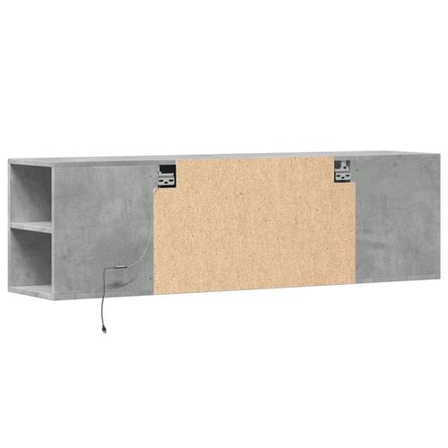 Væghængt tv-bord med LED-lys 135x31x39,5 cm betongrå
