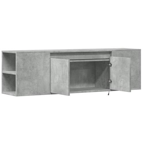 Væghængt tv-bord med LED-lys 135x31x39,5 cm betongrå