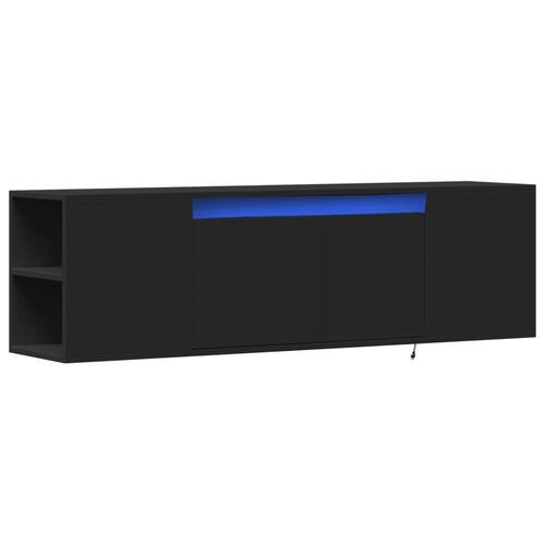 Væghængt tv-bord med LED-lys 135x31x39,5 cm sort