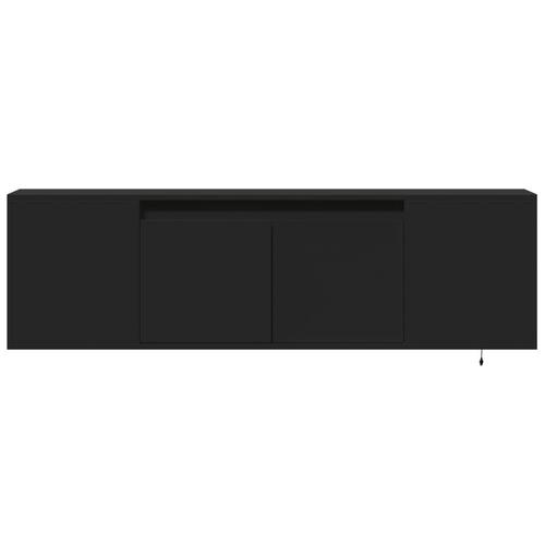 Væghængt tv-bord med LED-lys 135x31x39,5 cm sort