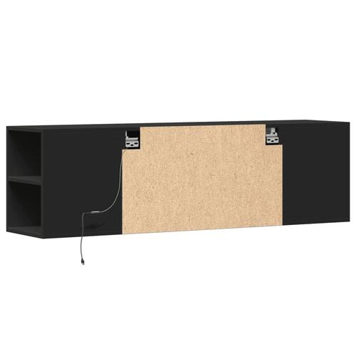 Væghængt tv-bord med LED-lys 135x31x39,5 cm sort