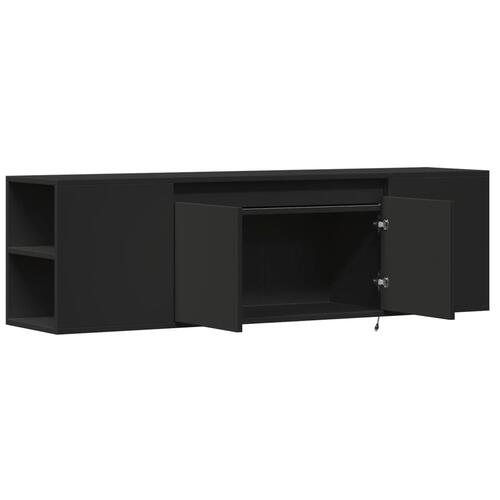 Væghængt tv-bord med LED-lys 135x31x39,5 cm sort