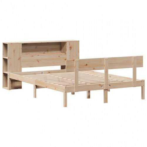 Seng med reol uden madras 150x200 cm massivt fyrretræ