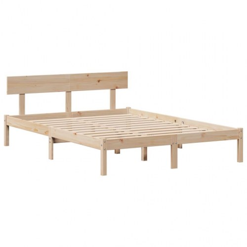 Seng med reol uden madras 150x200 cm massivt fyrretræ
