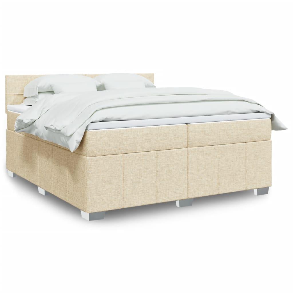 Kontinentalseng Med Madras Stof Farvet Creme - Blok med firkanter / 200 x 200 cm