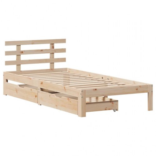Sengeramme med skuffer 90x200 cm i massivt fyrretræ