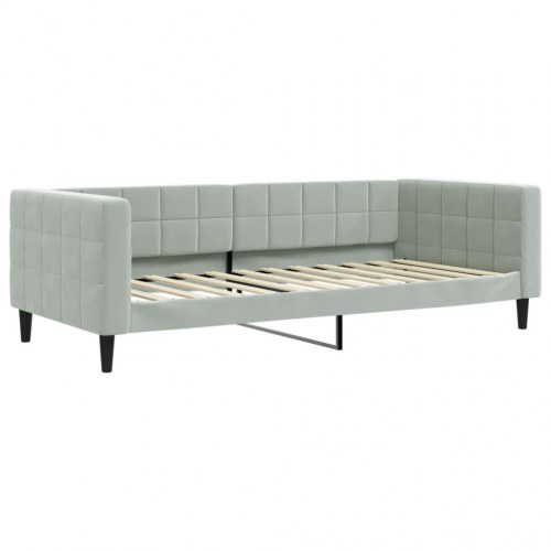 Daybed 90x200 cm i velour - lysegrå sengeramme/sovesofa